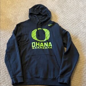 Nike Black Hoodie with Neon Green Ohana Logo fr University of Oregon Ducks